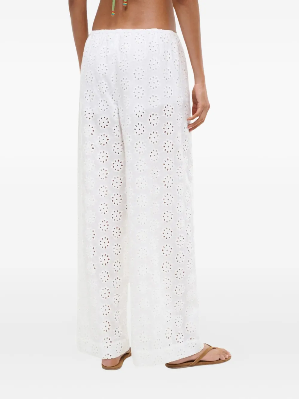 Staud Bonfire Broderie-anglaise Trousers In White