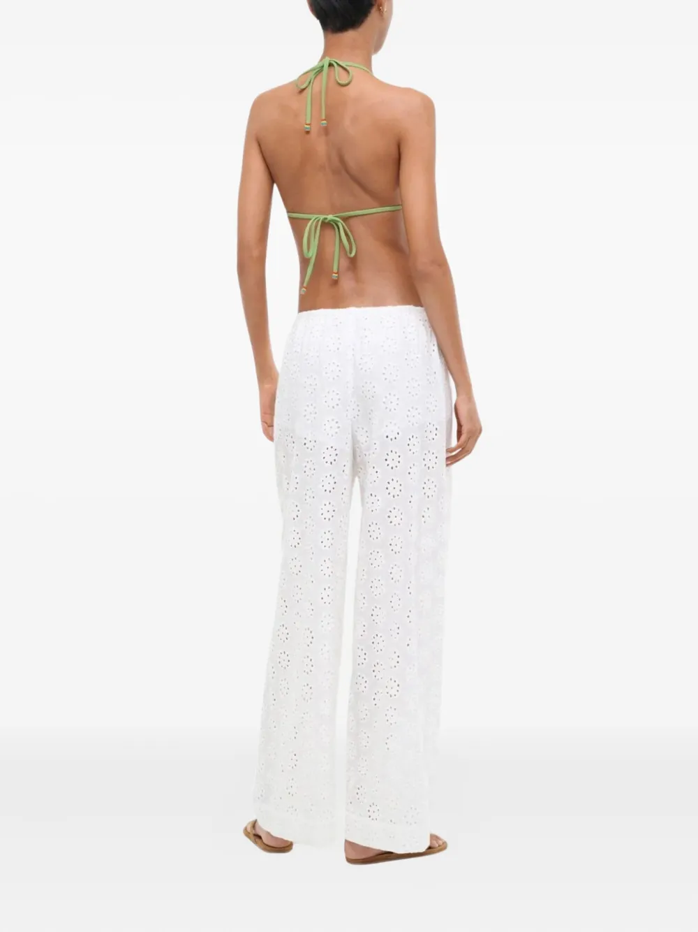 Staud Bonfire Broderie-anglaise Trousers In White
