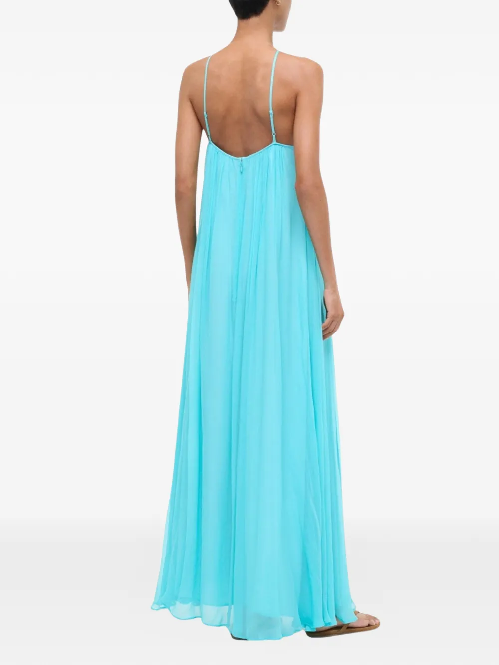  Staud Vestido Largo Dasha Con Cuello Halter - Azul 