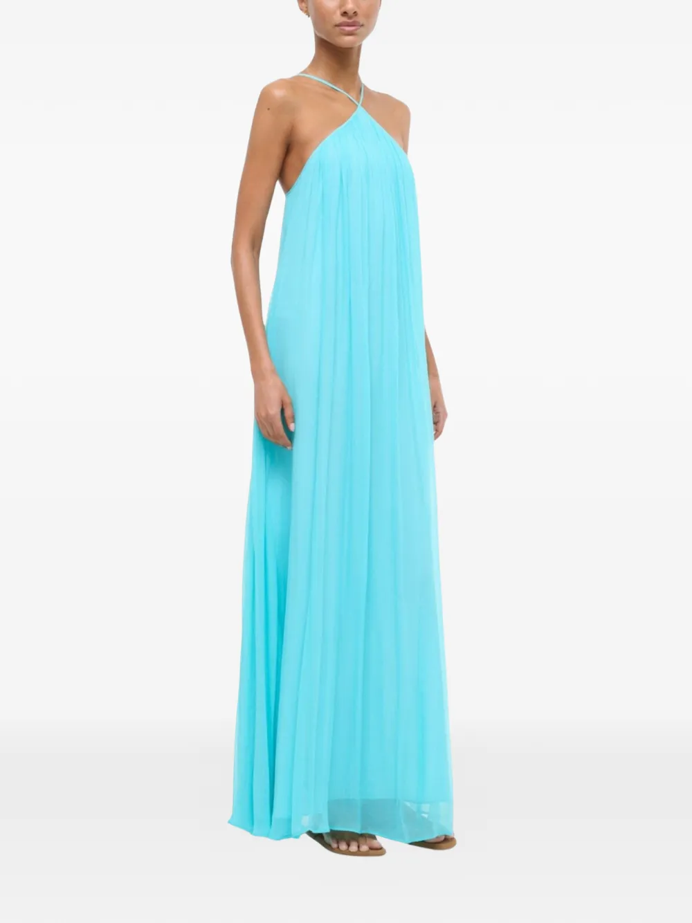  Staud Vestido Largo Dasha Con Cuello Halter - Azul 