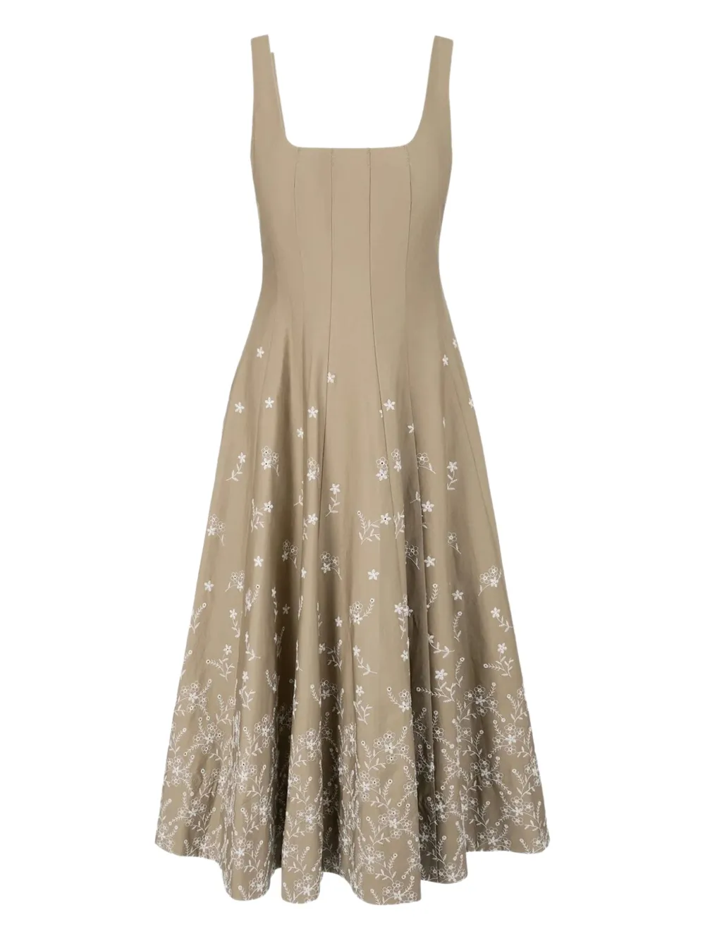 STAUD robe mi-longue à fleurs brodées | tons neutres | Image 1
