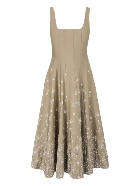 STAUD floral-embroidered midi dress