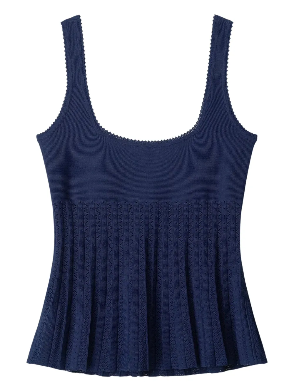 Staud Ellen Mixed Stitch Pointelle Sweater Tank In Blue