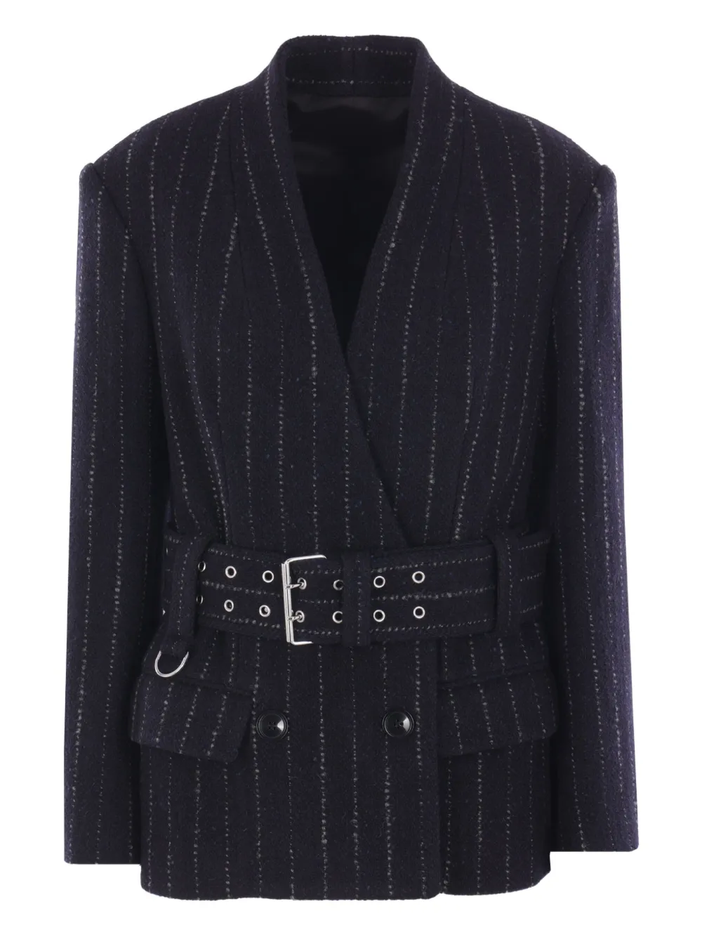 Isabel Marant Fyma Chalk Stripe Virgin Wool Blazer In Black