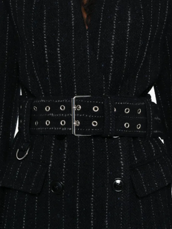 ISABEL MARANT Pinstripe Belted Blazer Blue FARFETCH JO