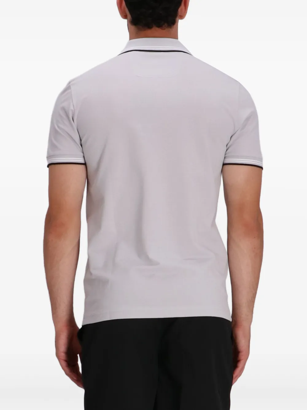 BOSS Poloshirt met gestreepte kraag Grijs