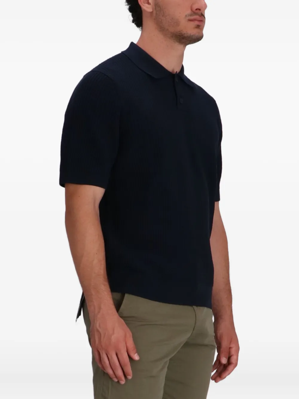 BOSS Geribbelde trui met polokraag Blauw