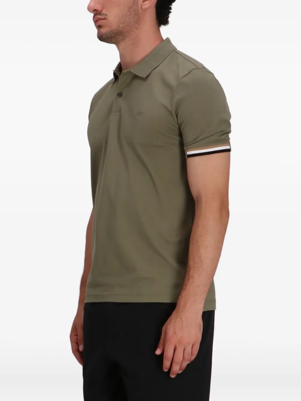 BOSS logo-embroidered polo shirt - Groen