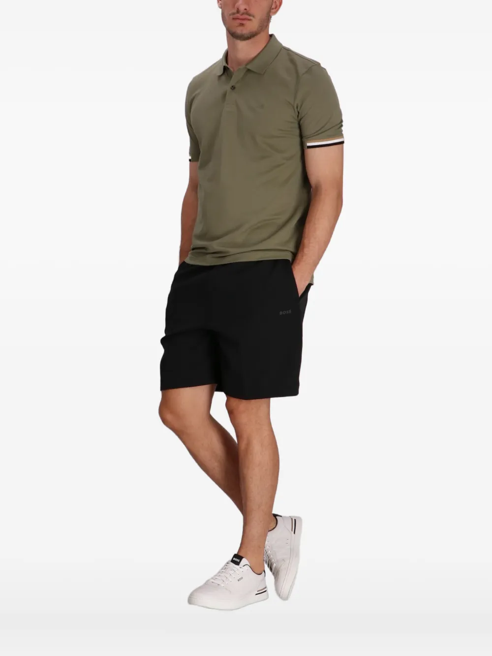 BOSS Poloshirt met geborduurd logo Groen