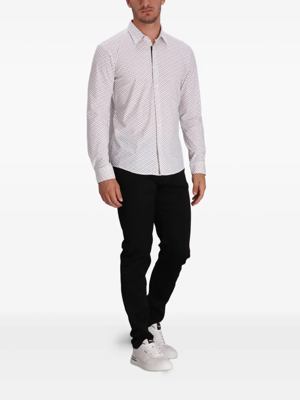 BOSS Overhemd met patroon en lange mouwen - Wit