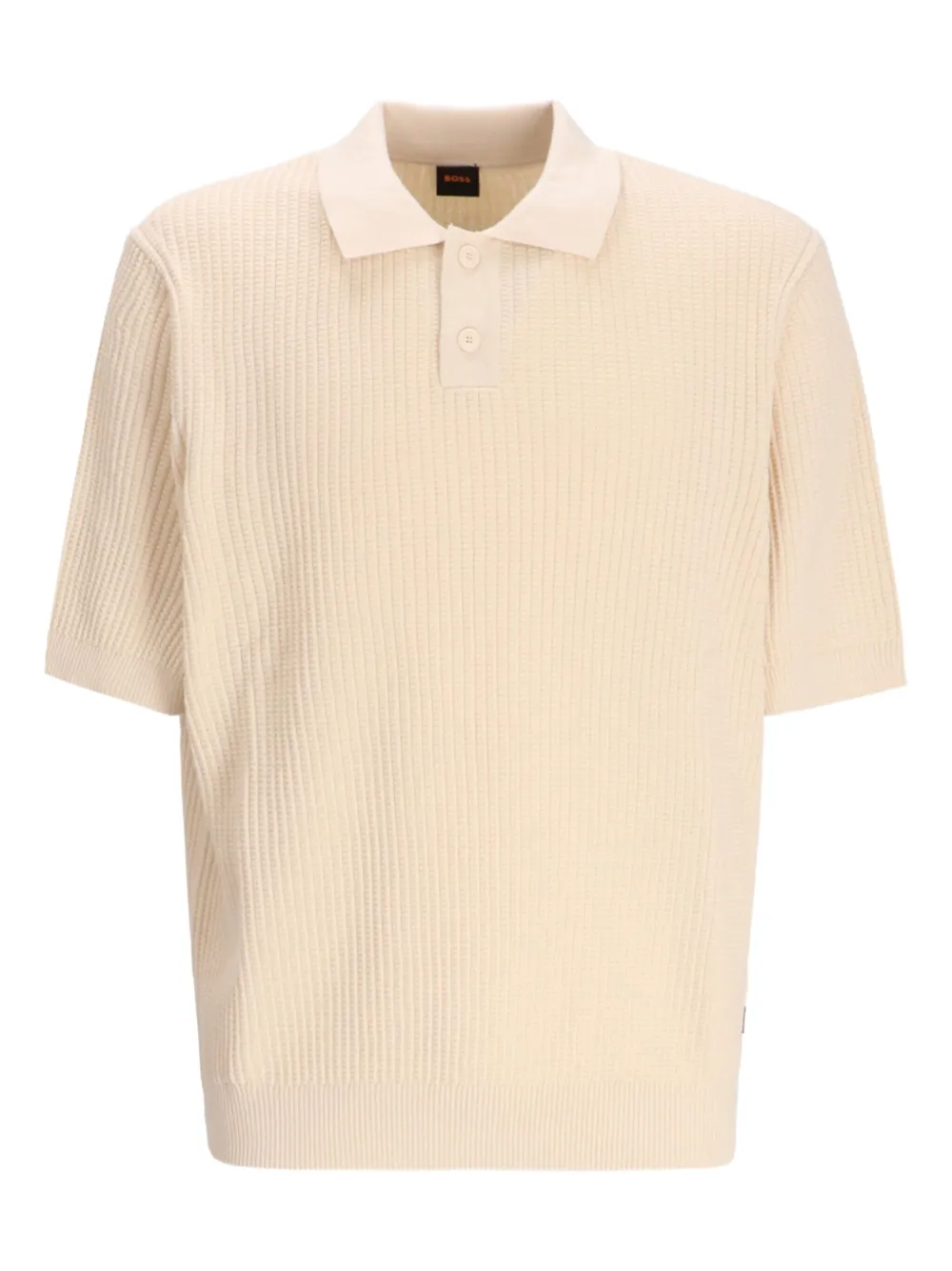 BOSS Gerippter Pullover mit Polokragen - Gelb