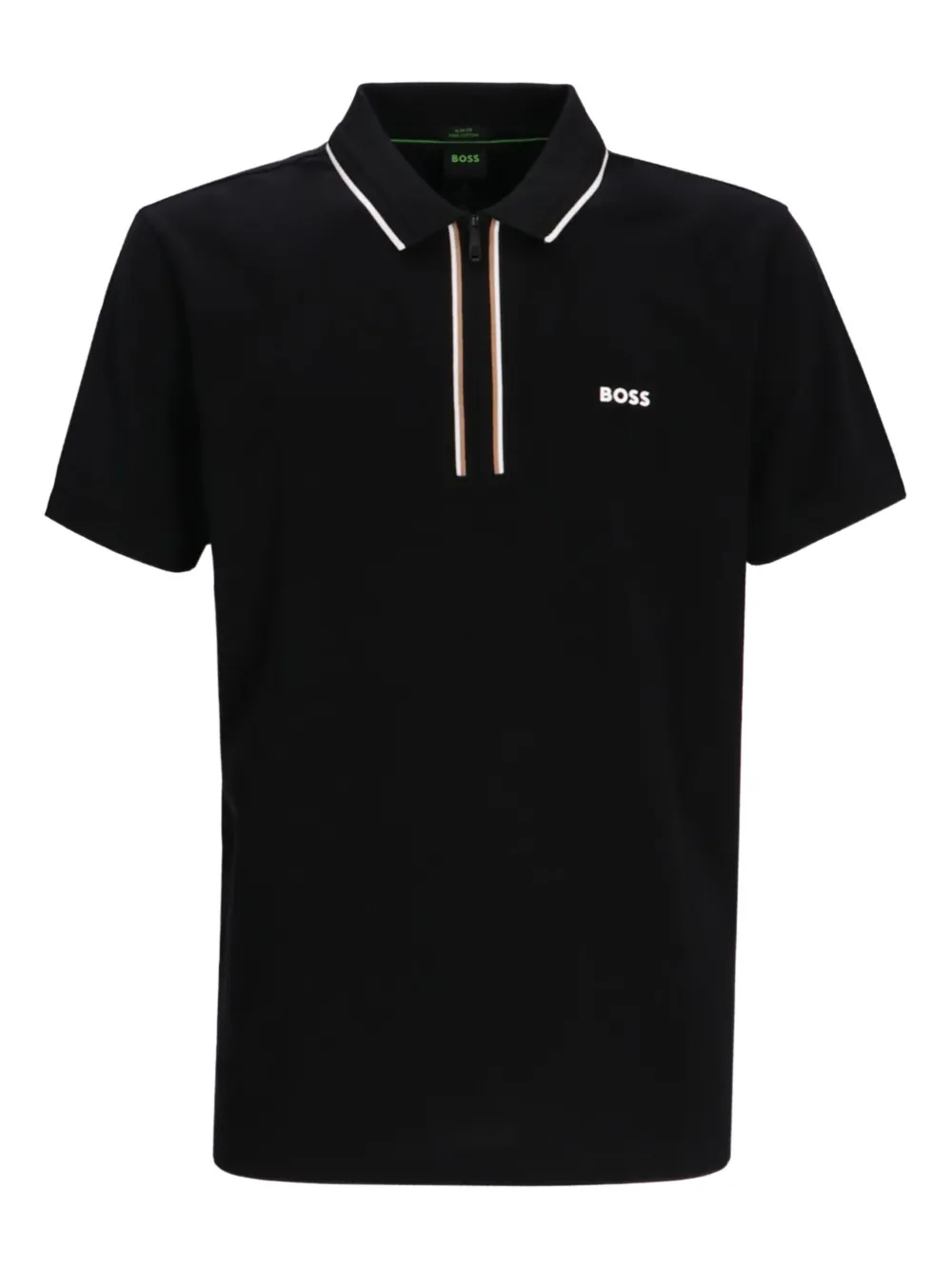 BOSS zip-neck polo shirt | Black | Image 1