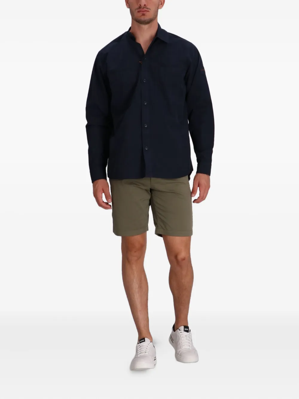 BOSS Shorts met platte voorkant - Groen