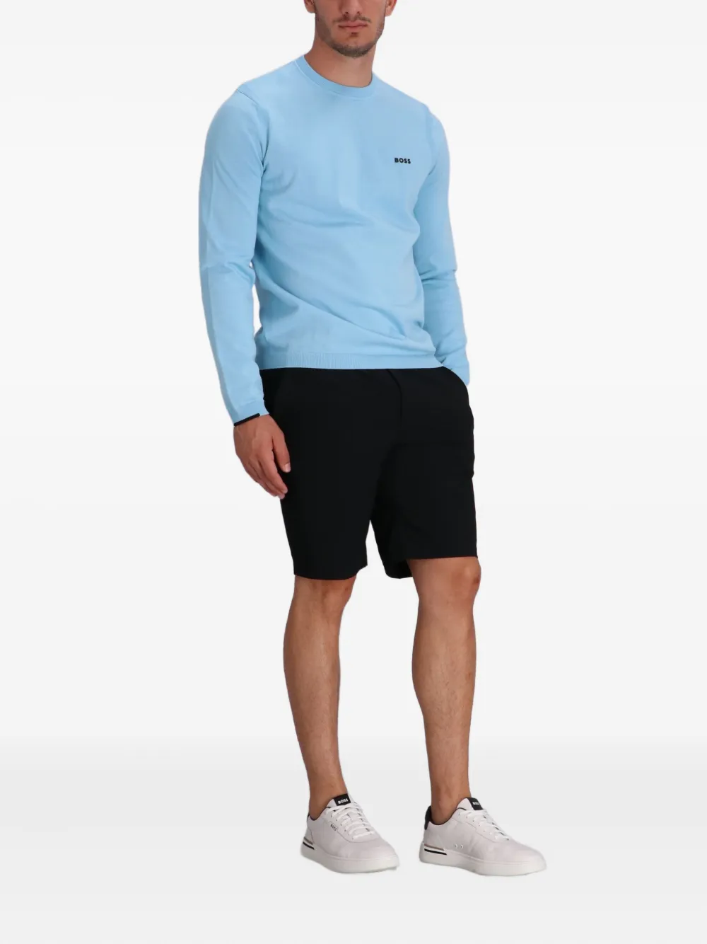 BOSS Katoenen sweater met geborduurd logo - Blauw