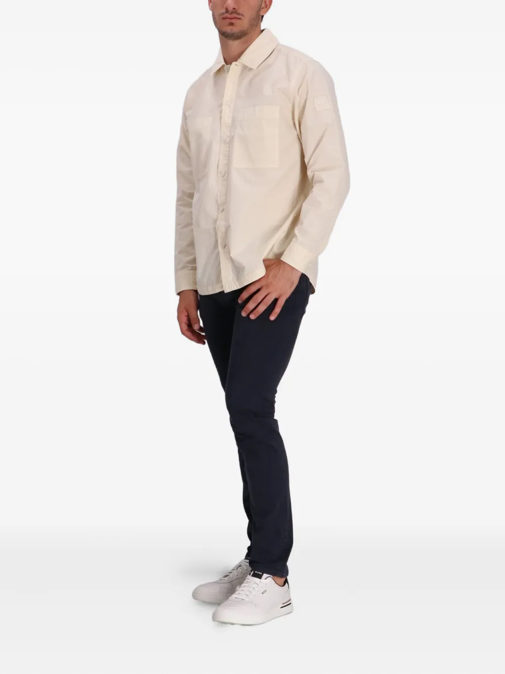 BOSS Overhemd met opgestikte zak - Beige