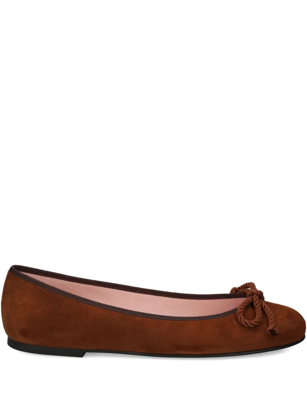 Pretty Ballerinas Rosario bow-detail suede ballet flats | Brown | Image 1