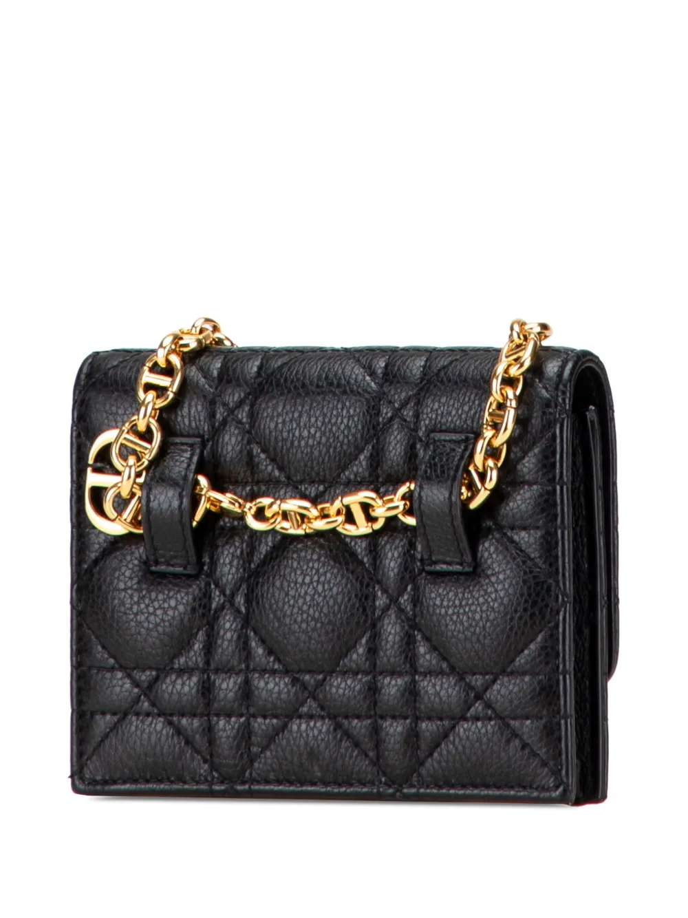 Pre-owned Dior 2024 Calfskin Cannage Caro Chain Belt Bag In Black