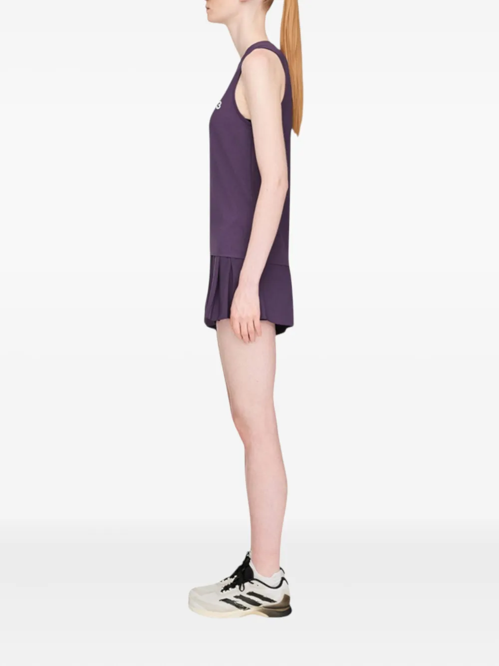Y-3 Logo-print Cut-out Performance Top In Purple