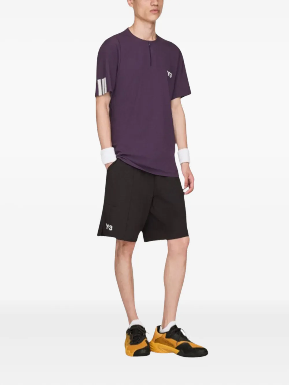 Y-3 zip-neck panelled T-shirt | Performance T-Shirts & Vests | Image 2