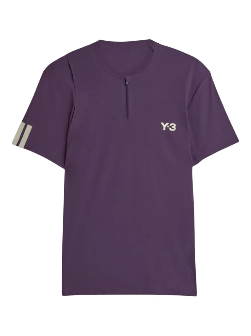 Y-3 zip-neck panelled T-shirt | Purple | Image 1