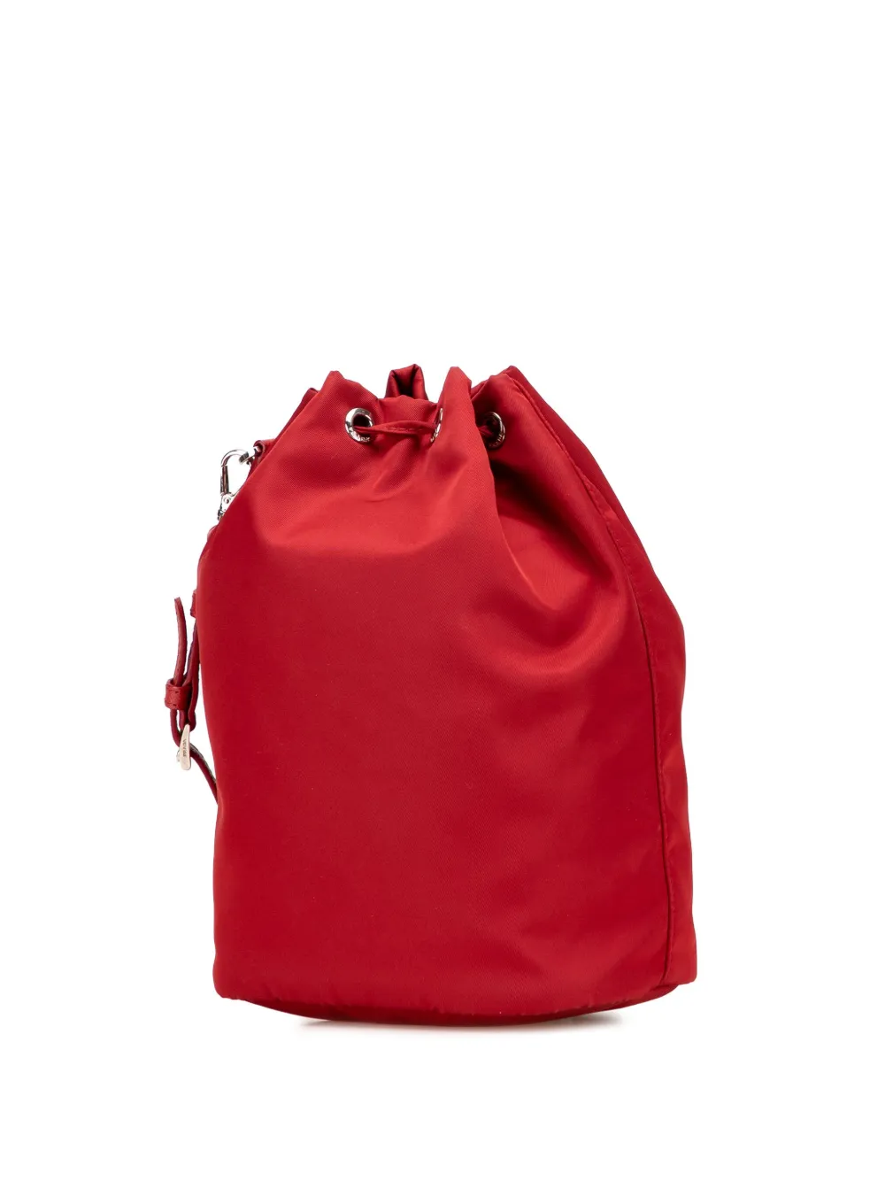 Pre-owned Prada 2000-2013 Tessuto Drawstring Pouch Bucket Bag In Red