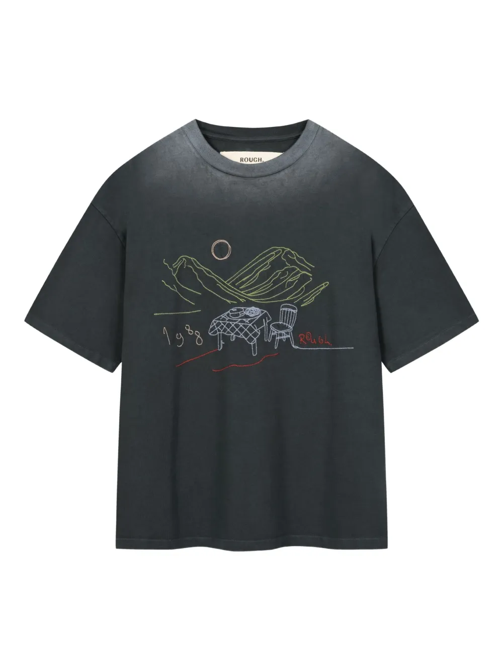 ROUGH. embroidered-logo T-shirt | Black | Image 1