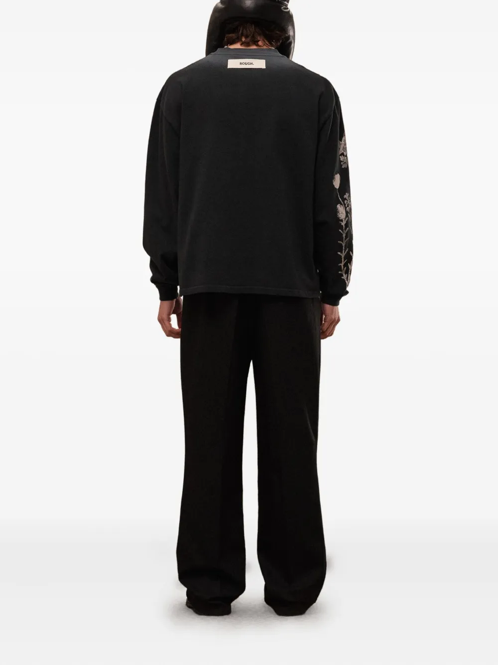 ROUGH. T-shirt met bloemenprint Zwart