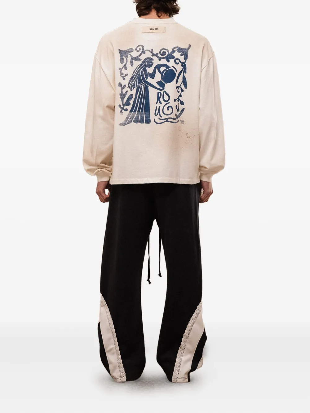 Rough Long-sleeve Logo-print T-shirt In White