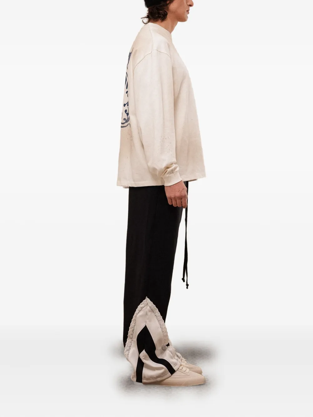 Rough Long-sleeve Logo-print T-shirt In White