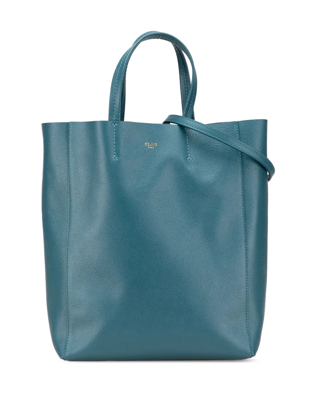 Pre-owned Celine 2020 Small Grained Calfskin Vertical Cabas Satchel In Blue
