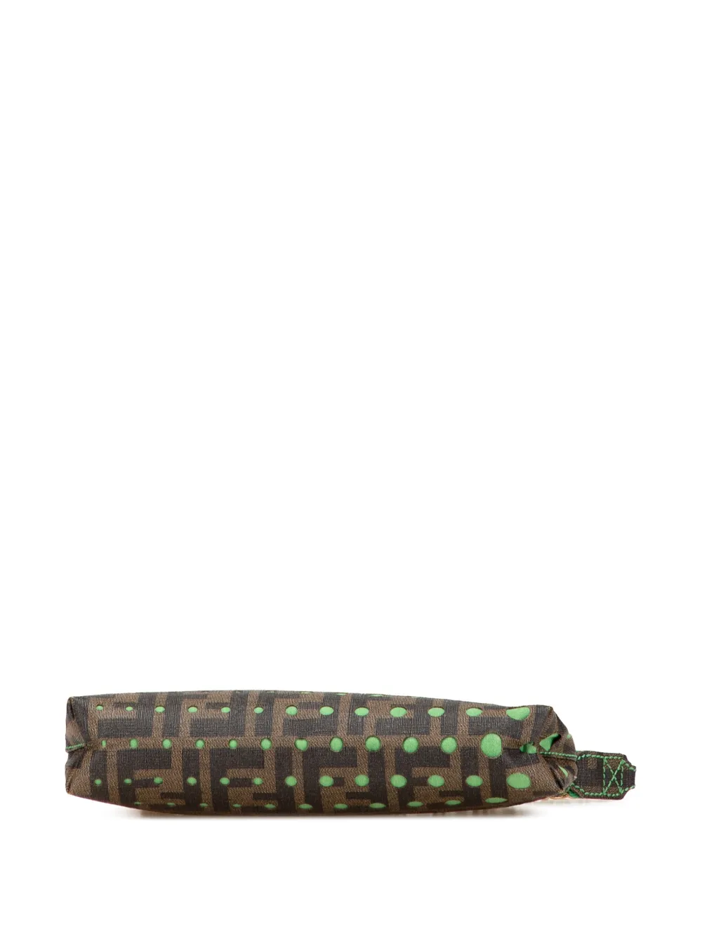 Pre-owned Fendi 2010-2025 Zucca Spalmati Dots Chain Pochette Shoulder Bag In Brown