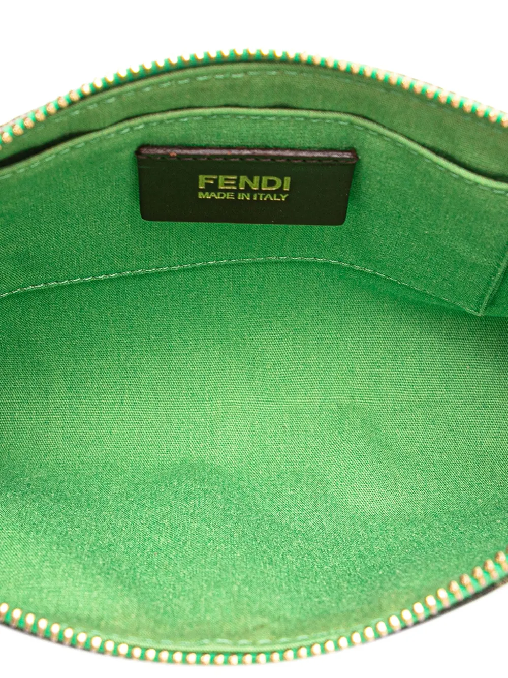 Pre-owned Fendi 2010-2025 Zucca Spalmati Dots Chain Pochette Shoulder Bag In Brown
