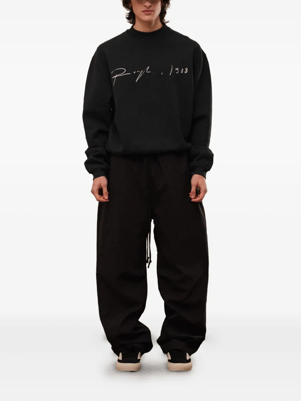 Rough Signature-detail Sweatshirt In Black