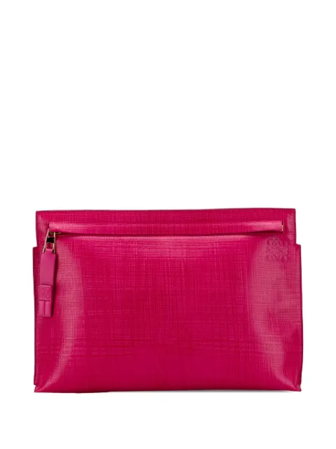 Loewe Pre-Owned 2016 Large Linen Embossed Patent Anagram Repeat T Pouch clutch bag
