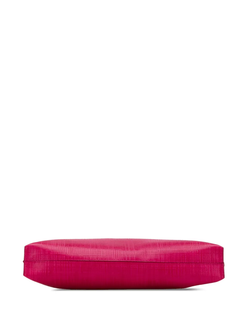 Pre-owned Loewe 2016 Large Linen Embossed Patent Anagram Repeat T Pouch Clutch Bag In Pink