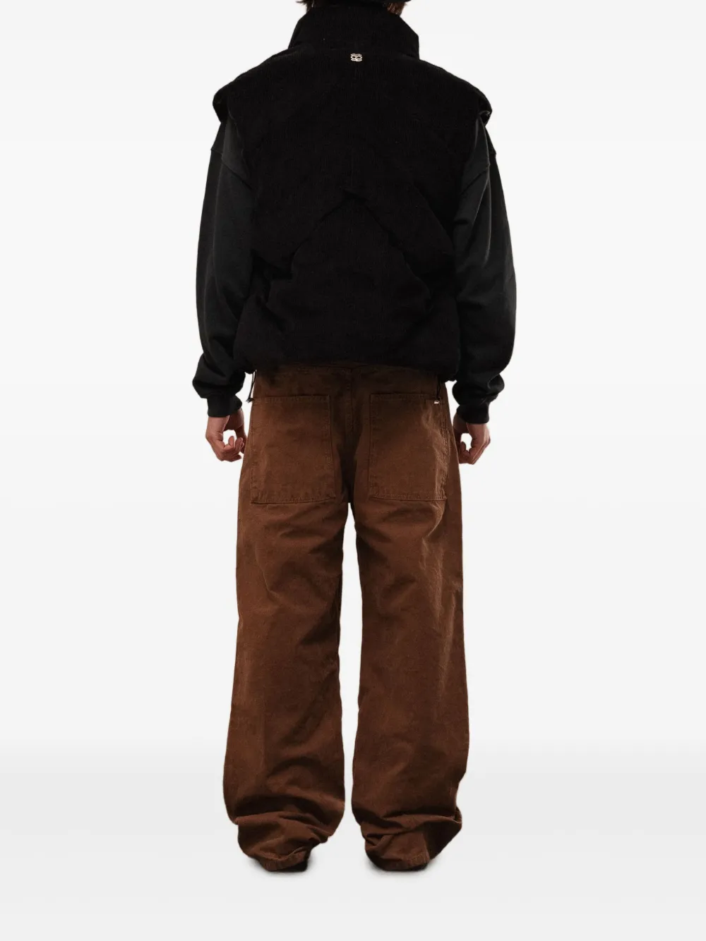 Rough Corduroy Gilet In Black