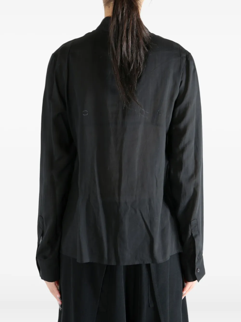 Yohji Yamamoto pleated ruffle shirt Zwart