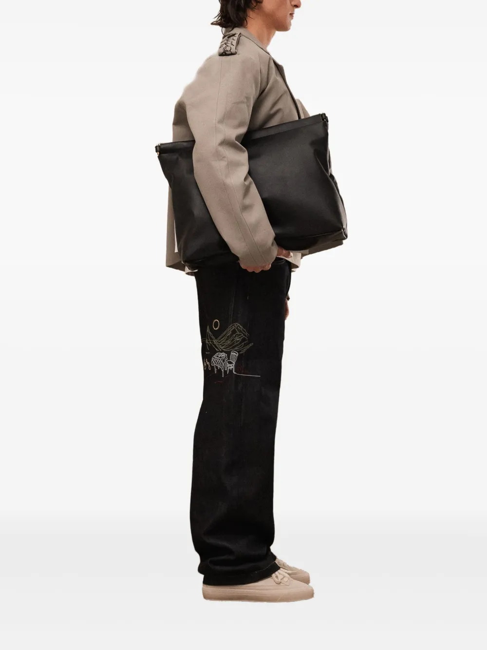 ROUGH. Cropped jack met dubbele rij knopen Groen