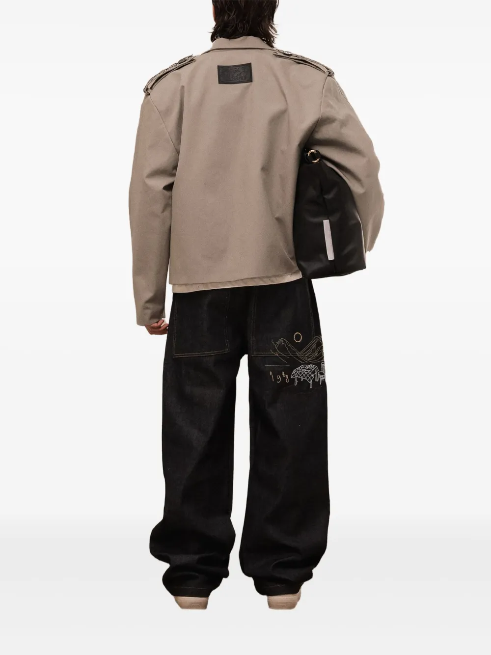 ROUGH. Cropped jack met dubbele rij knopen Groen