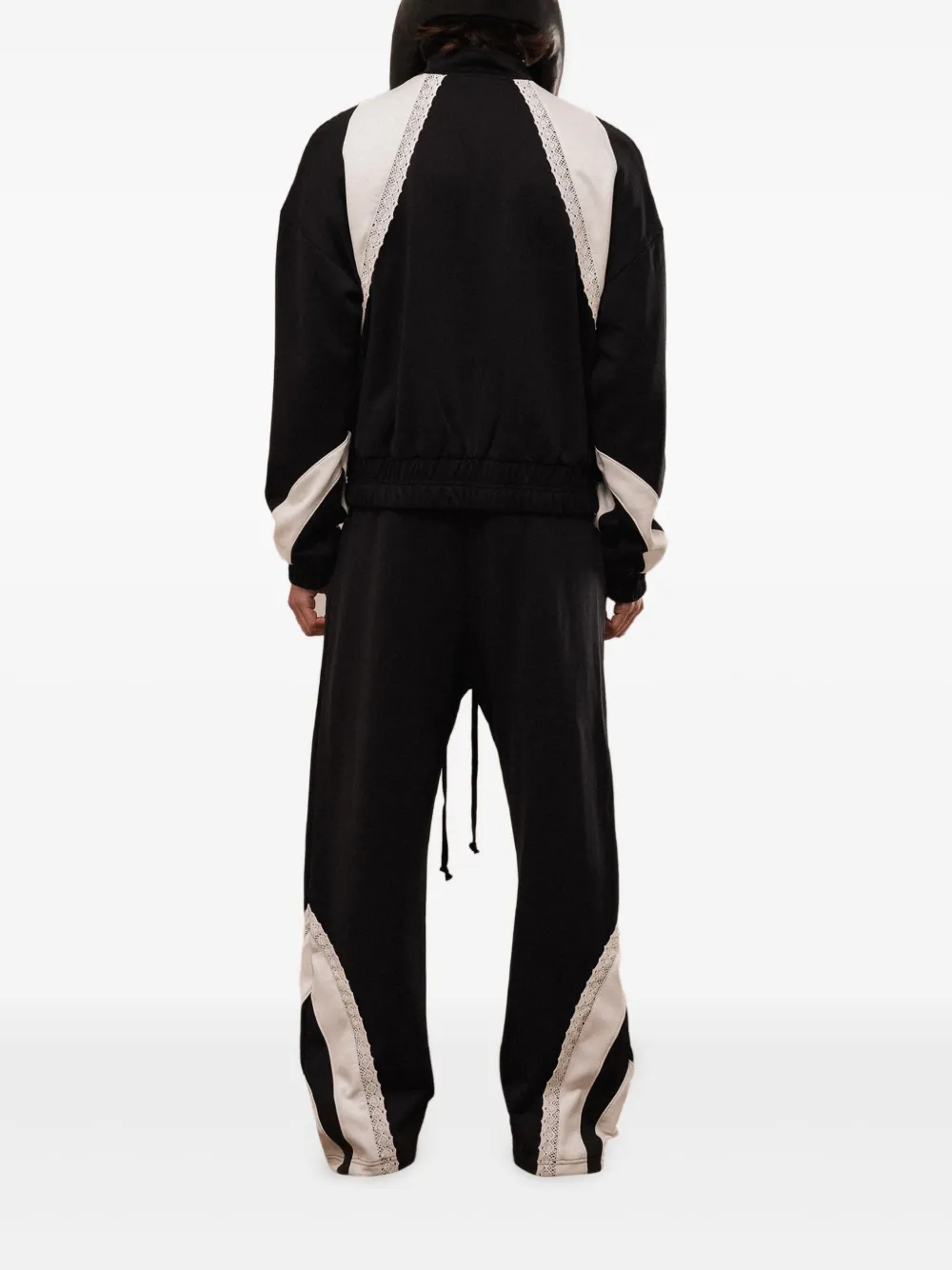 Rough Contrast Long-sleeves Track Jacket In Black