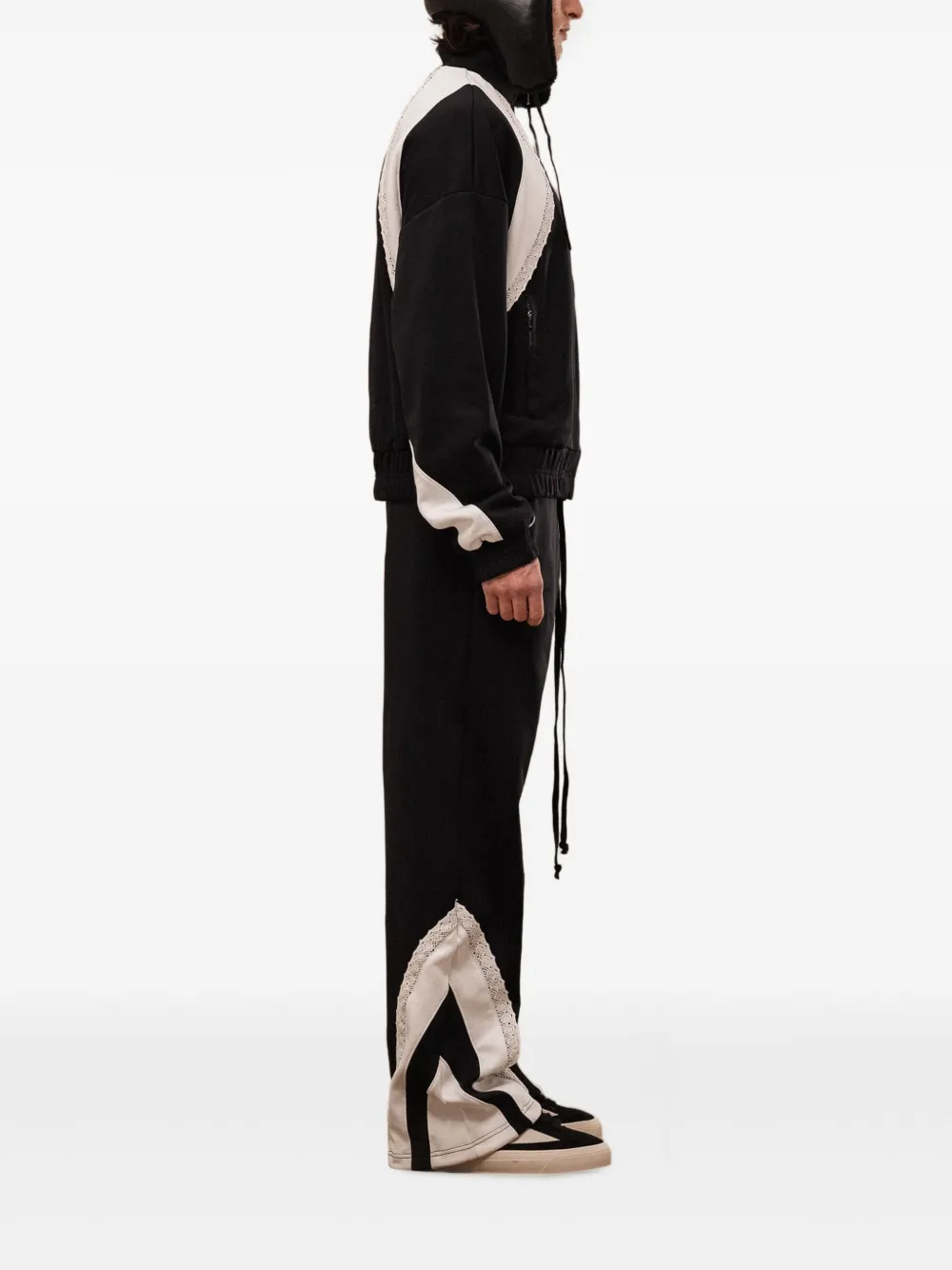 Rough Contrast Long-sleeves Track Jacket In Black