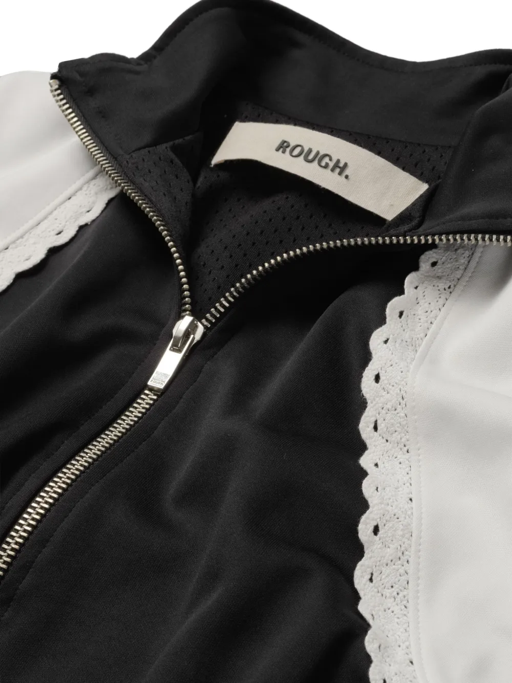 Rough Contrast Long-sleeves Track Jacket In Black