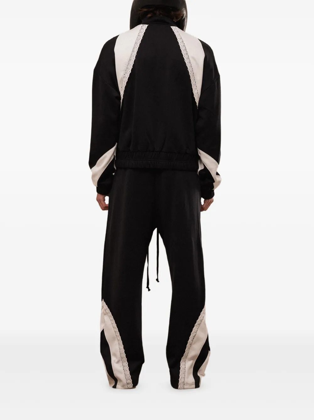 Rough Contrast Side-pockets Track Pants In Black