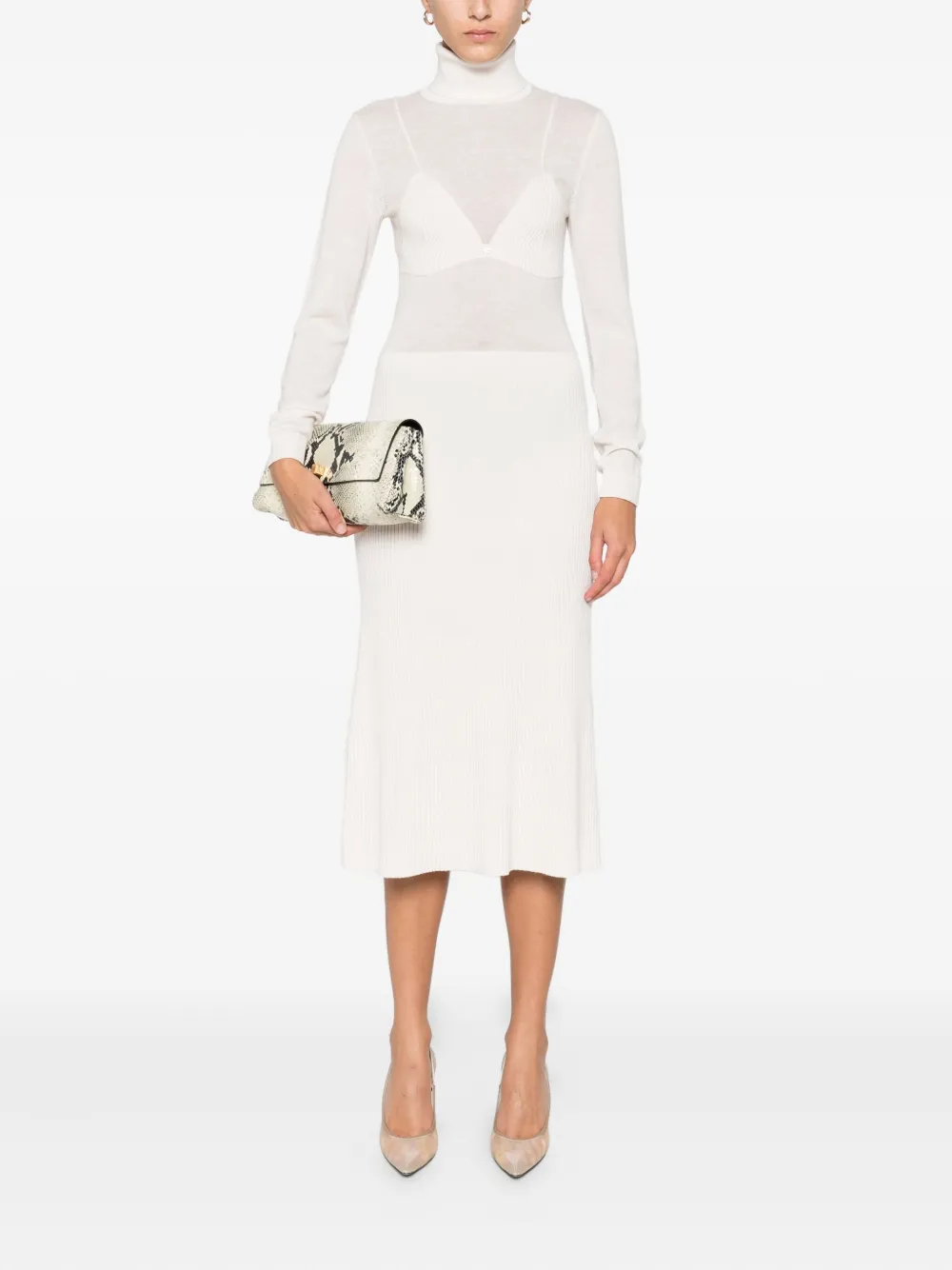 Elisabetta Franchi Geribbelde jurk - Wit