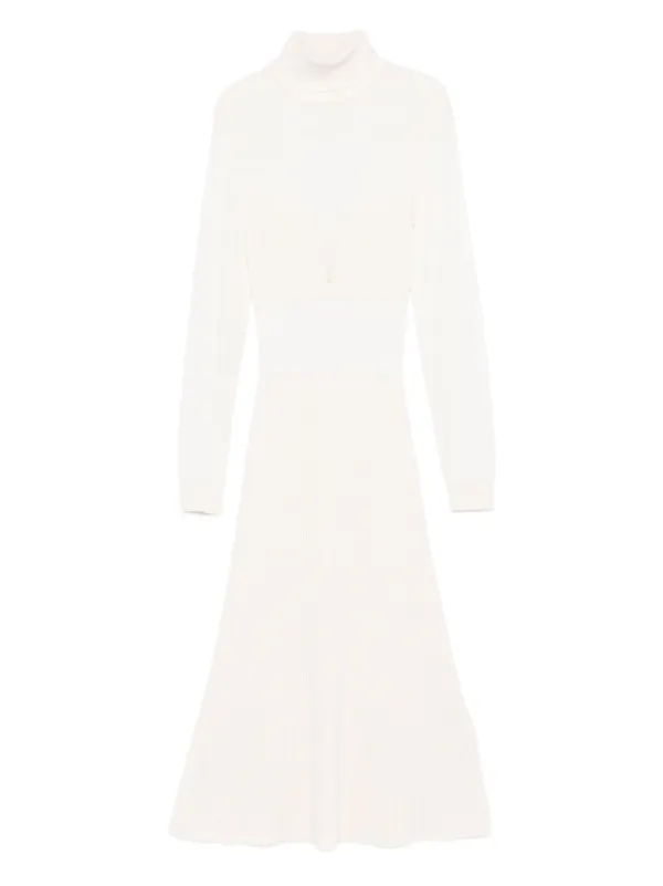 white ribbed turtleneck dress Wool Turtleneck Dress, 100% Merino, High Neck Dress, Knitted Midi Fitted Silhouette
