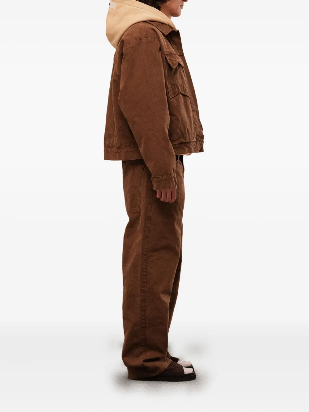 Rough Patch-pocket Jeans In Brown