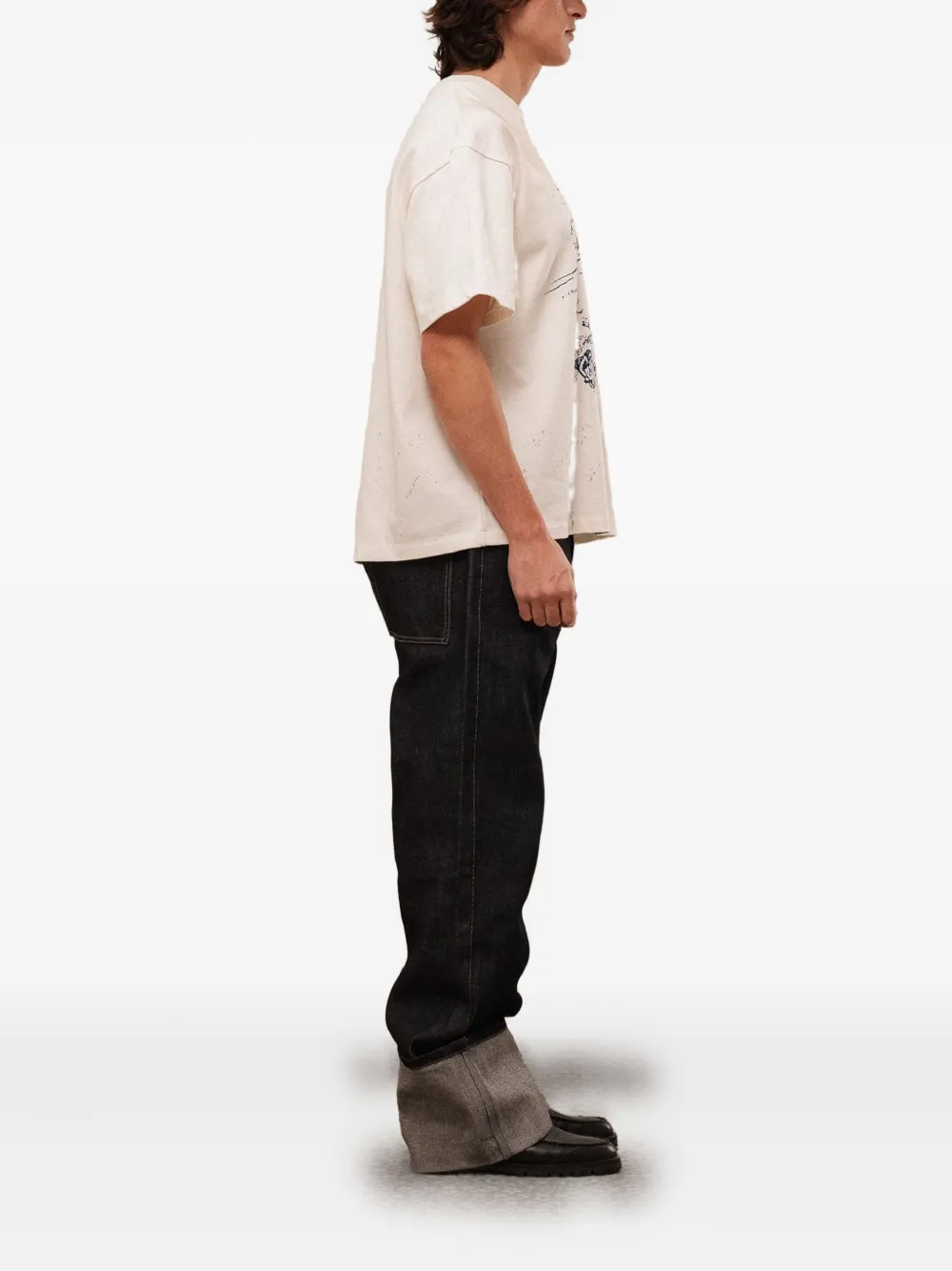 ROUGH. Denim jeans met vijf zakken en cuffs Blauw