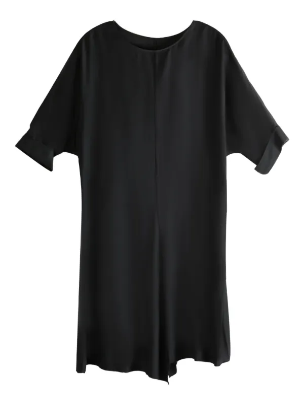 Yohji Yamamoto boat-neck rolled-sleeve midi dress