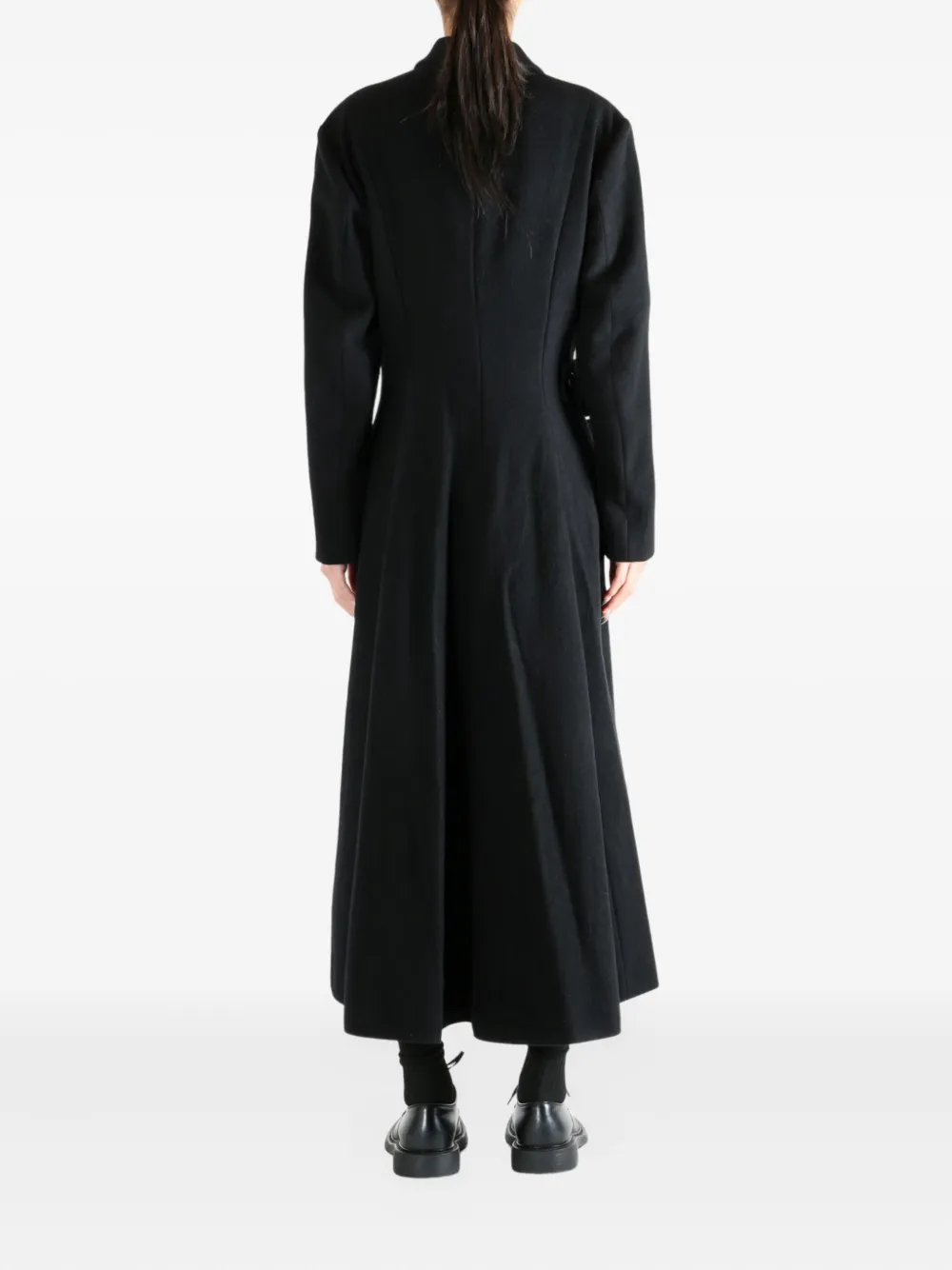 Yohji Yamamoto Belted Flared Coat In Black