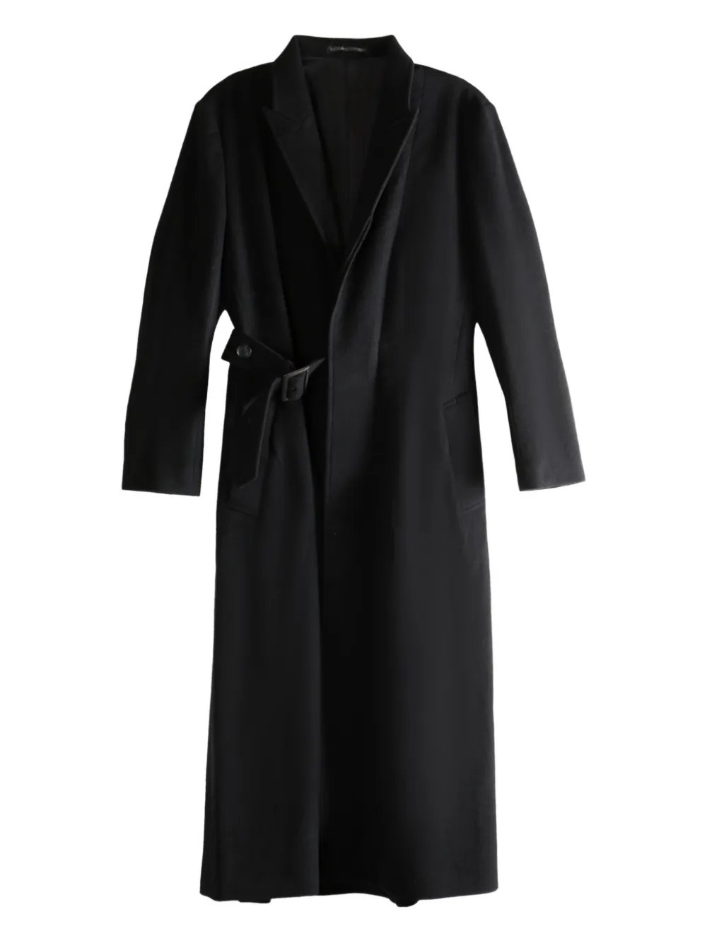 Yohji Yamamoto belted flared coat | Black | Image 1